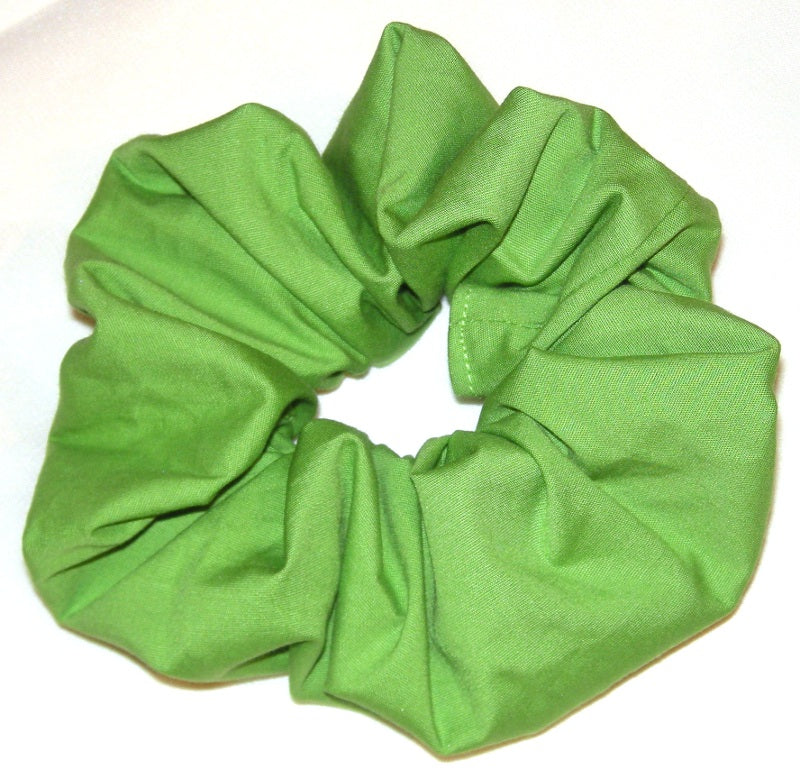 Solid Green Cotton Hair Scrunchy - Regular