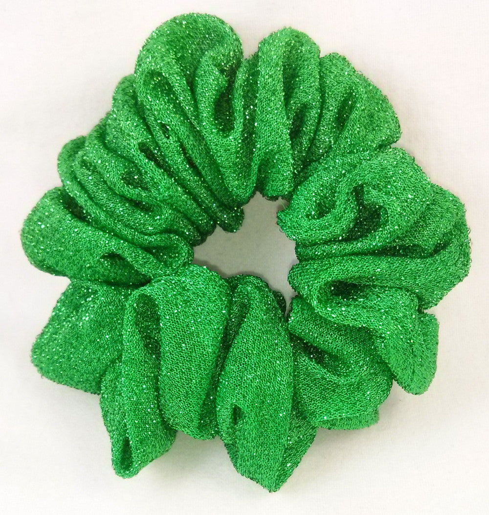Green Glittery Stretch Ponytail Holder - Full