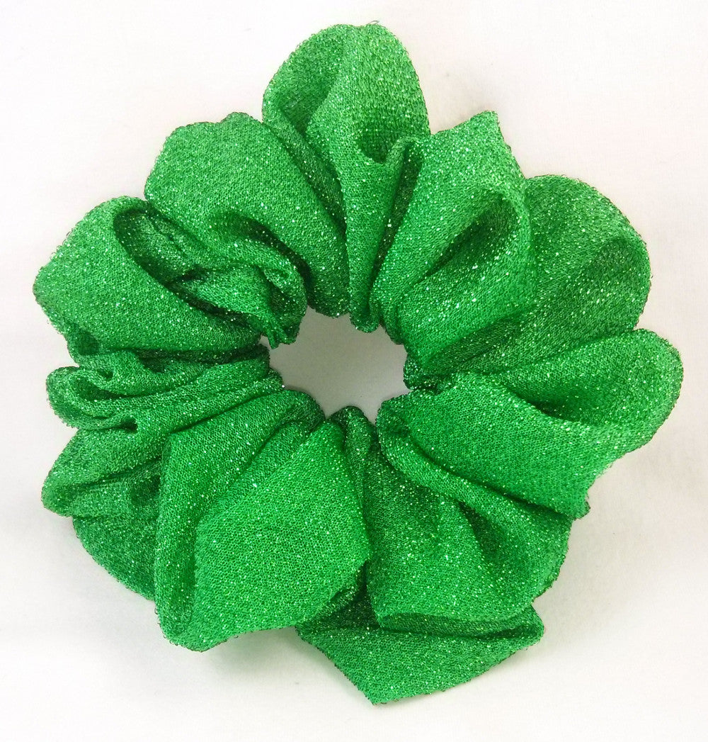 Green Glittery Stretch Ponytail Holder - Jumbo