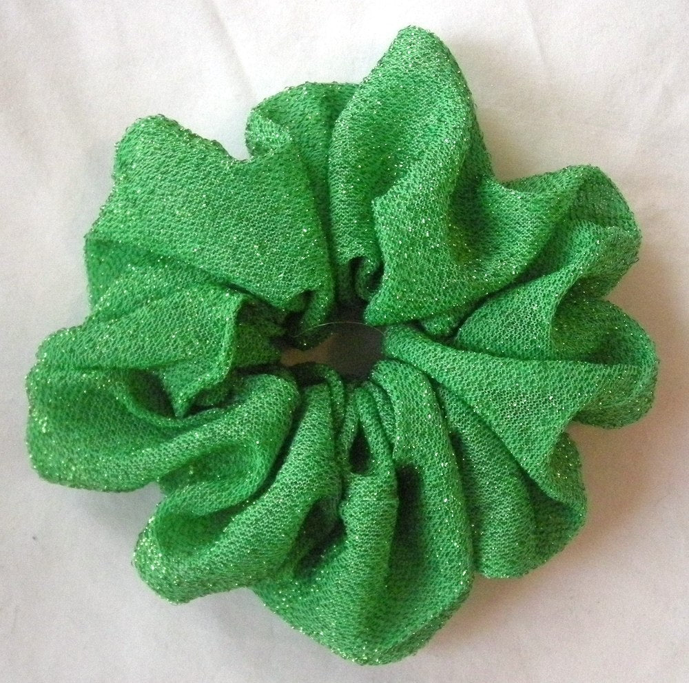Green Glittery Stretch Ponytail Holder - Large