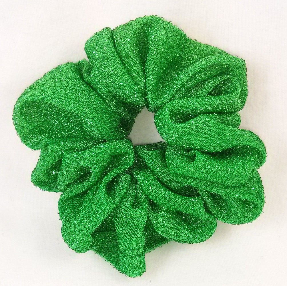 Green Glittery Stretch Ponytail Holder - Regular