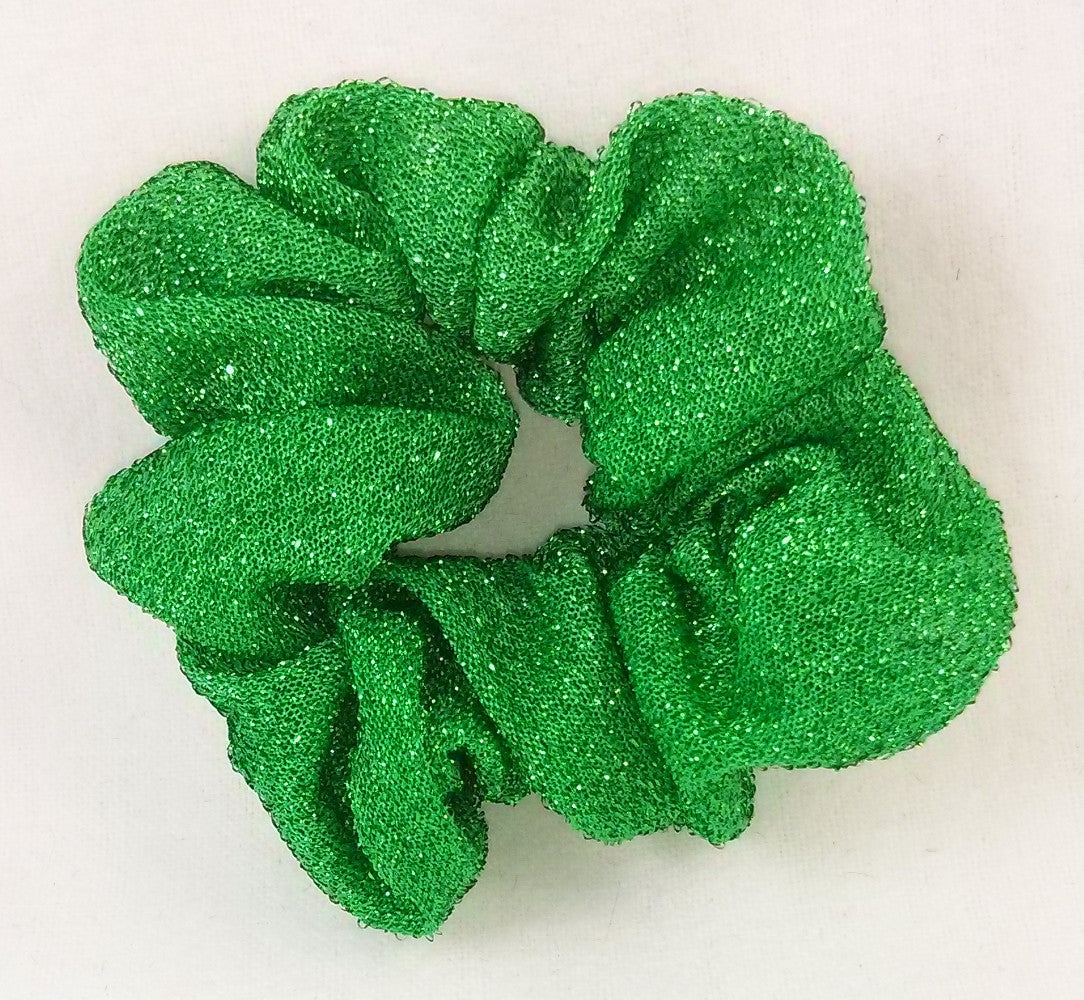 Green Glittery Stretch Ponytail Holder - Small