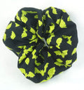 Green Bats on Black Cotton Scrunchy - Regular