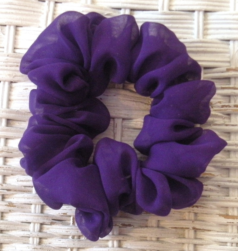 Purple Silk Chiffon Scrunchies - Full