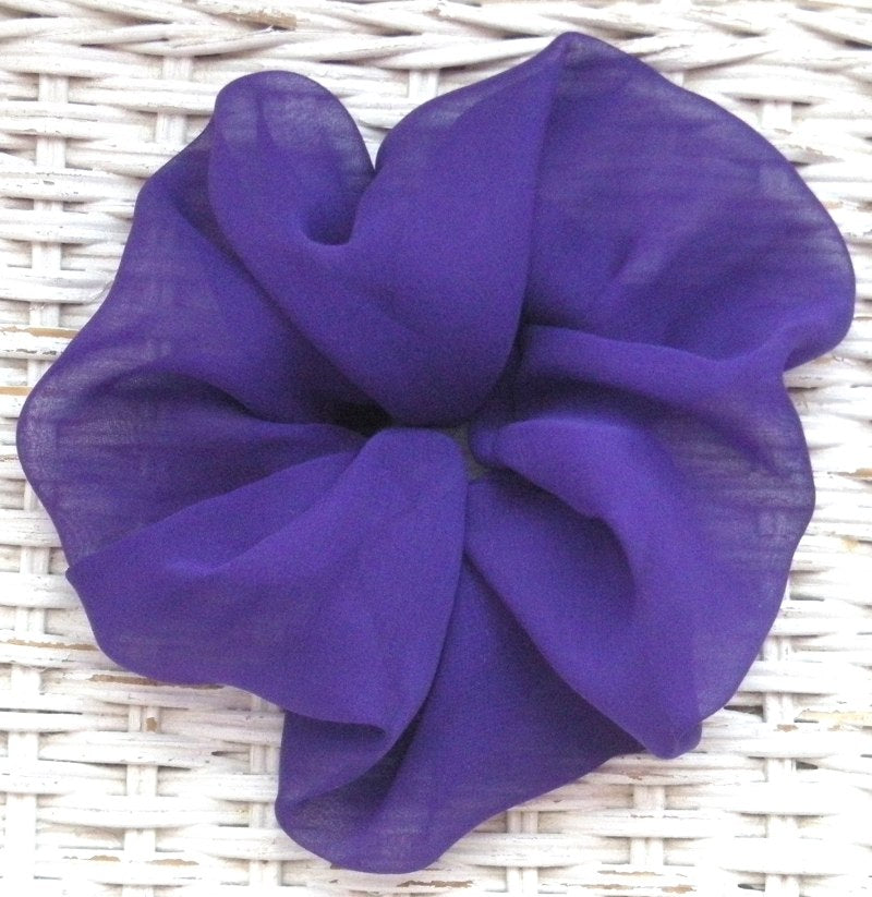 Purple Silk Chiffon Scrunchies - Large