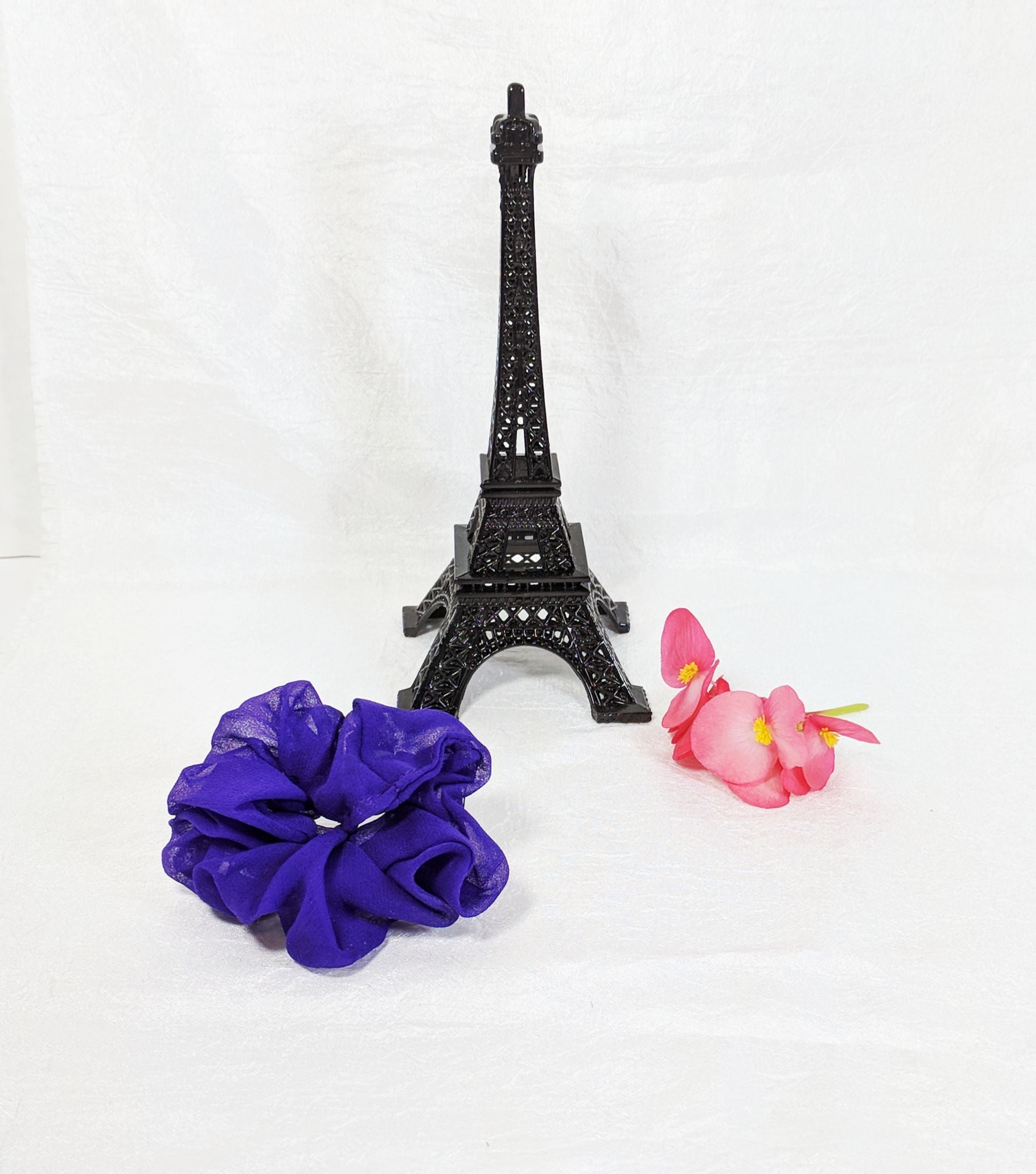 Purple Silk Chiffon Scrunchies - Small
