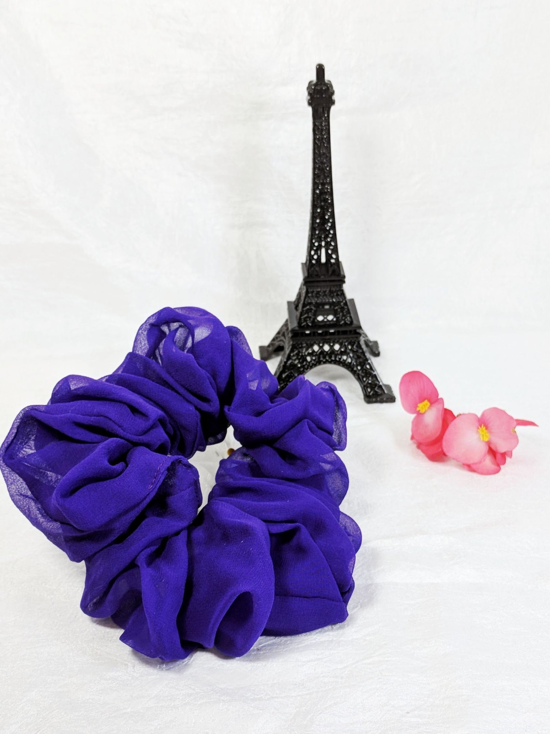 Purple Silk Chiffon Scrunchies - Jumbo
