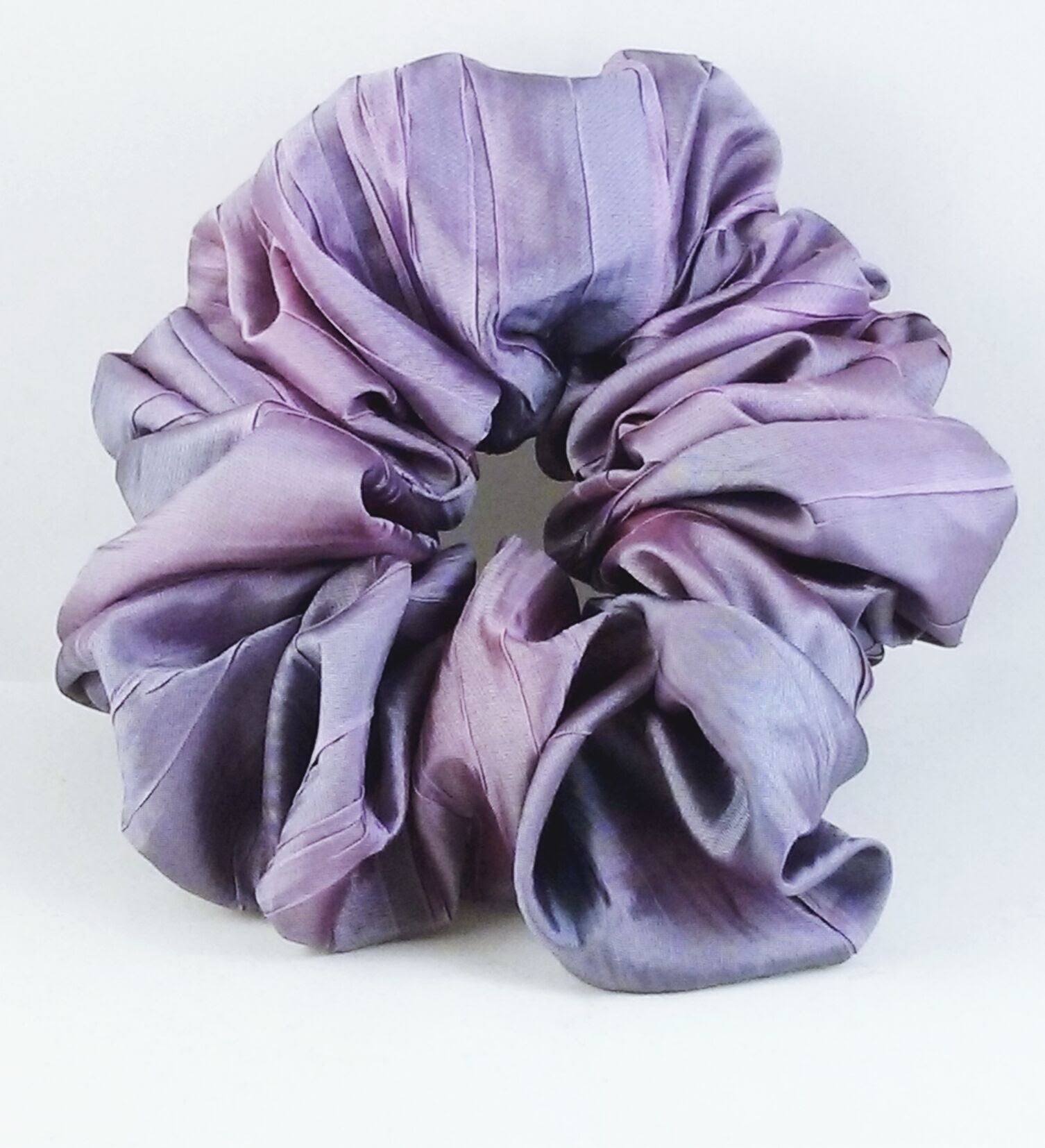 Purple and Lilac Crinkle Taffeta Ponytail Holder - Jumbo