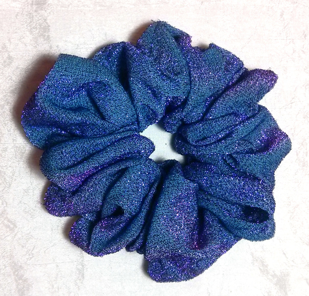Turquoise and Lavender Glitter Scrunchie - Jumbo