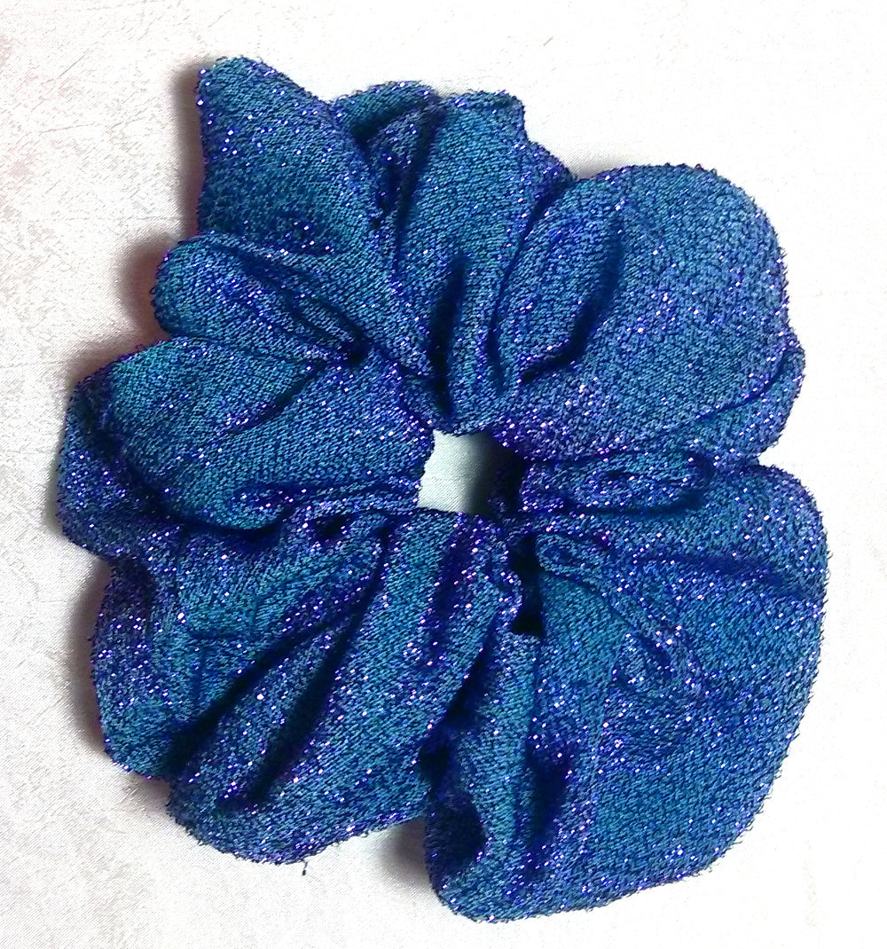 Turquoise and Lavender Glitter Scrunchie - Large