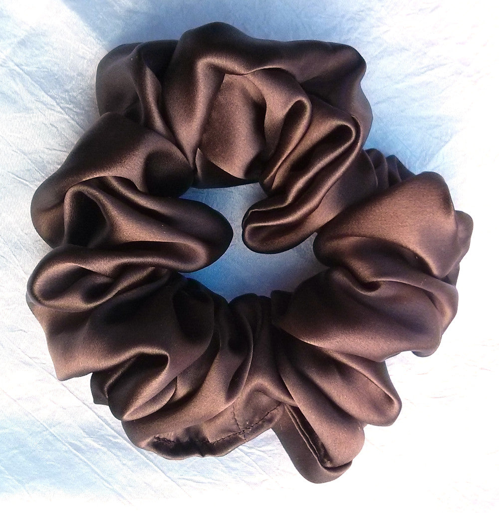 Chocolate Brown Silk Charmeuse Scrunchy - Full