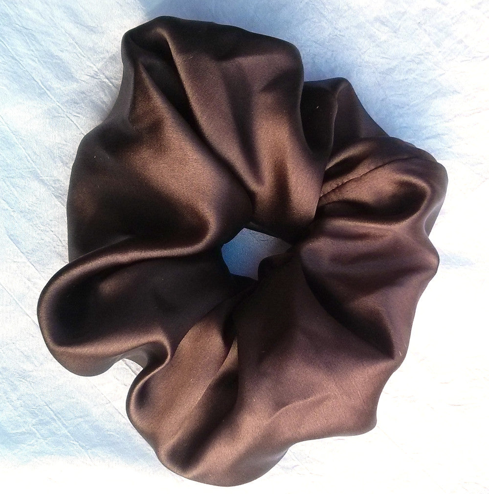 Chocolate Brown Silk Charmeuse Scrunchy - Large