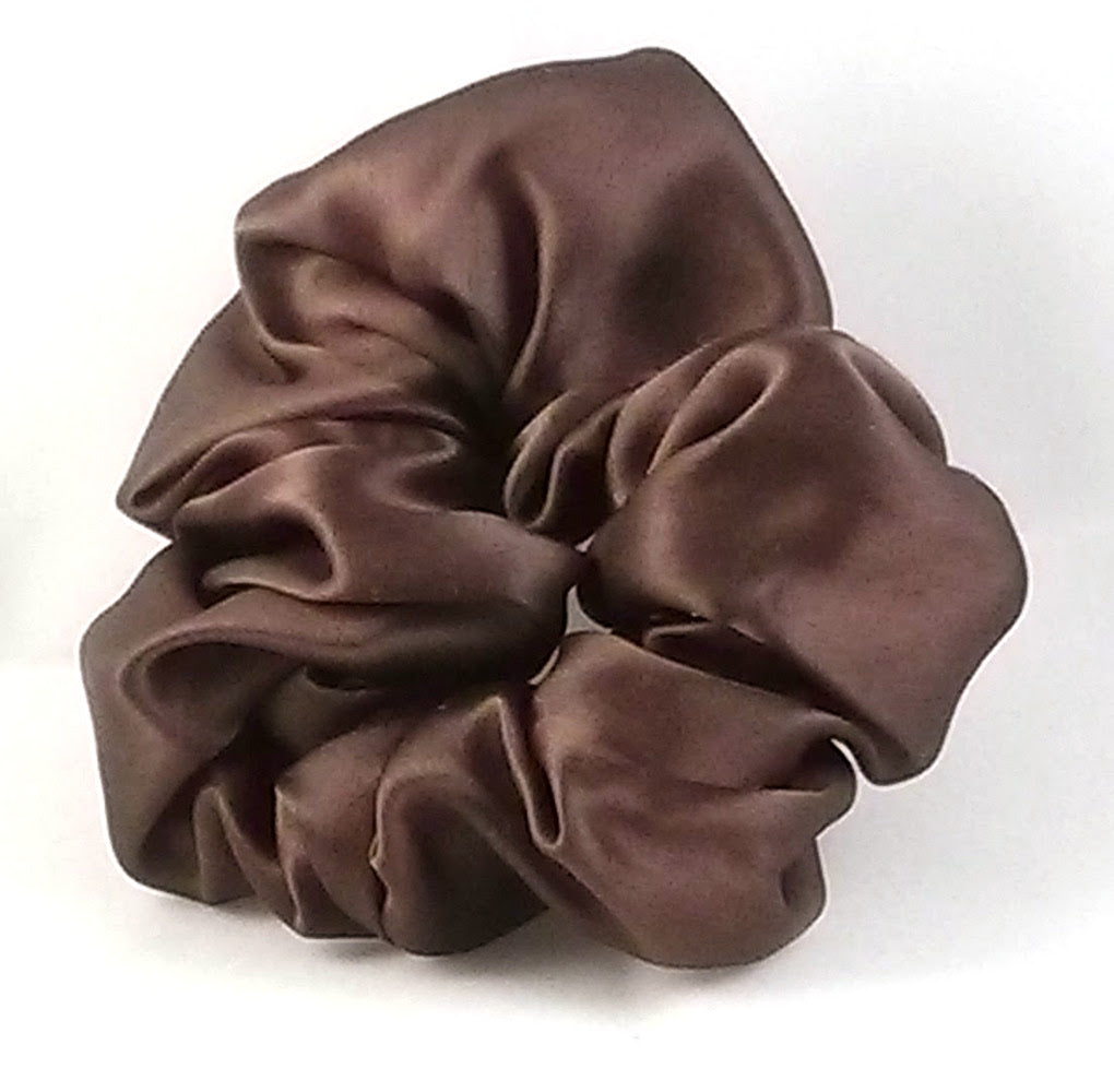 Chocolate Brown Silk Charmeuse Scrunchy - Regular