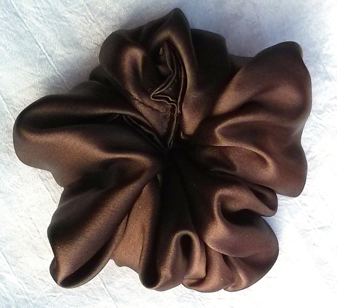 Chocolate Brown Silk Charmeuse Scrunchy - Small
