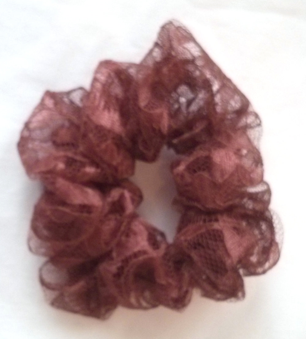 Mocha Brown Lace Hair Scrunchies - Regular
