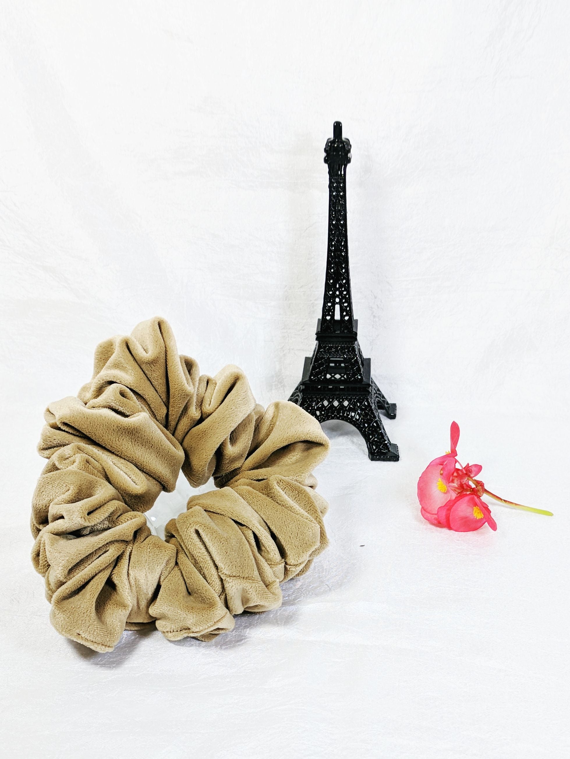 Light Tan Velvet Scrunchies - Full