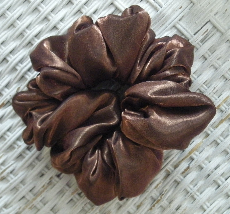 Antique Copper Iridescent Hair Scrunchies - Jumbo