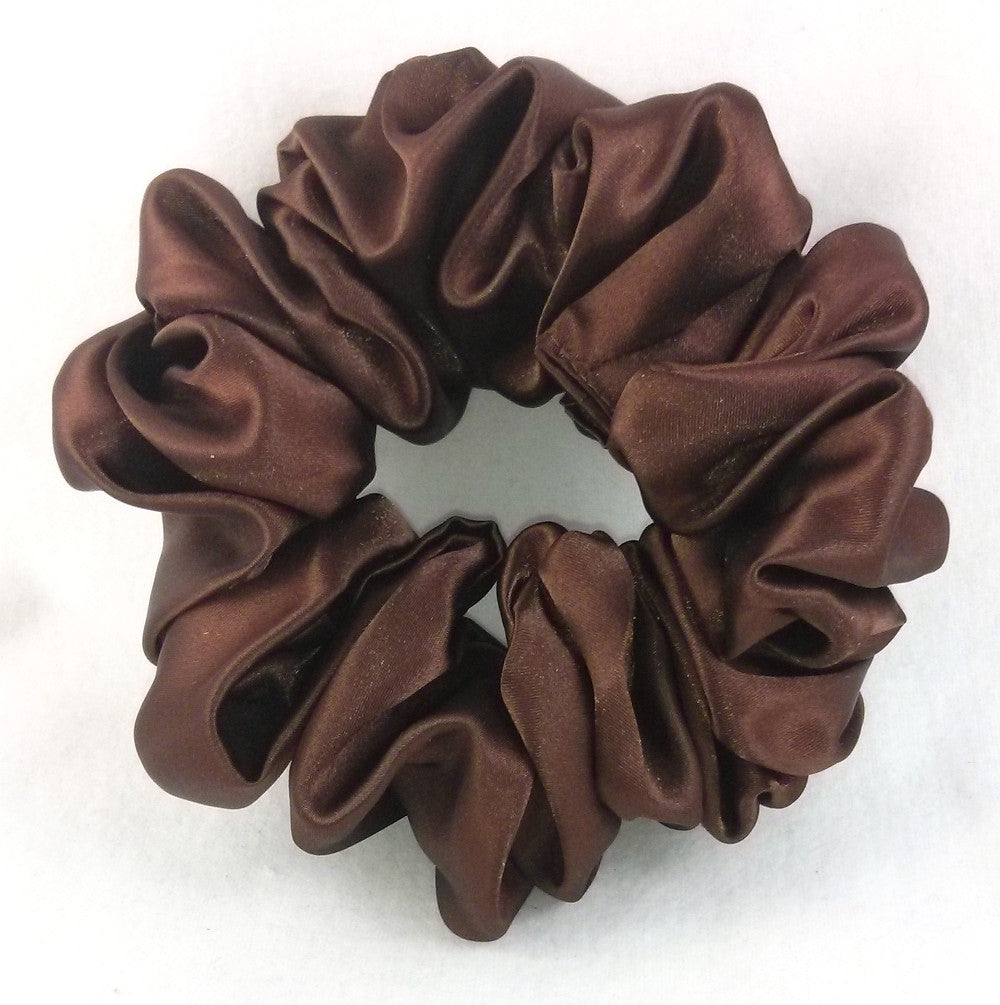 Brown Satin Hair Scrunchy - Full
