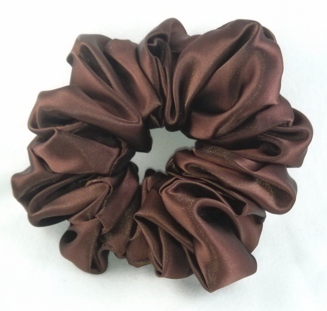 Brown Satin Hair Scrunchy - Jumbo