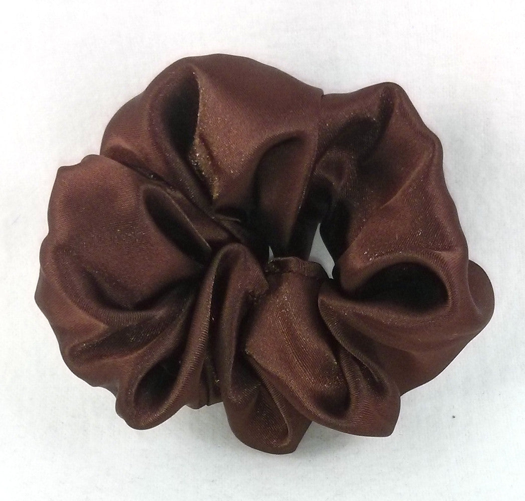 Brown Satin Hair Scrunchy - Small
