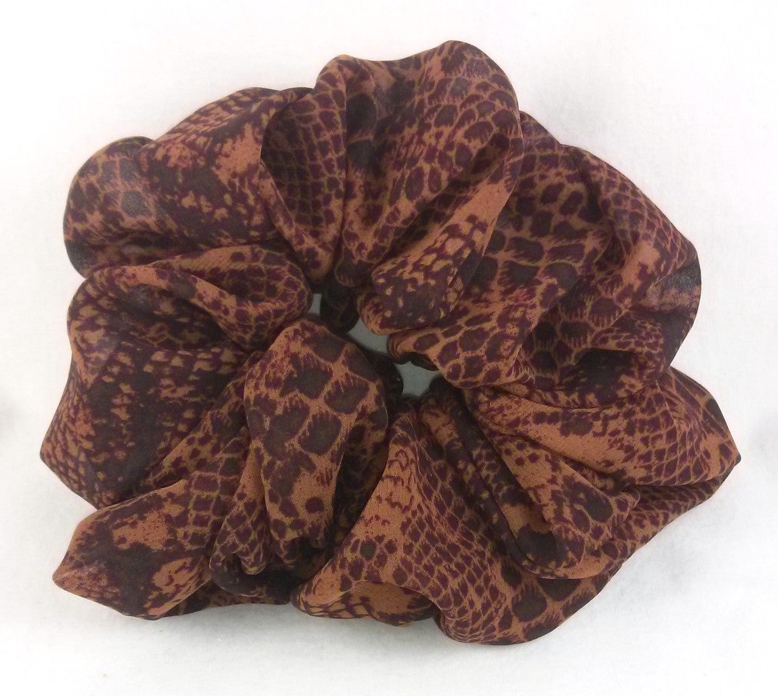 Brown Snakeskin Georgette Scrunchy - Jumbo