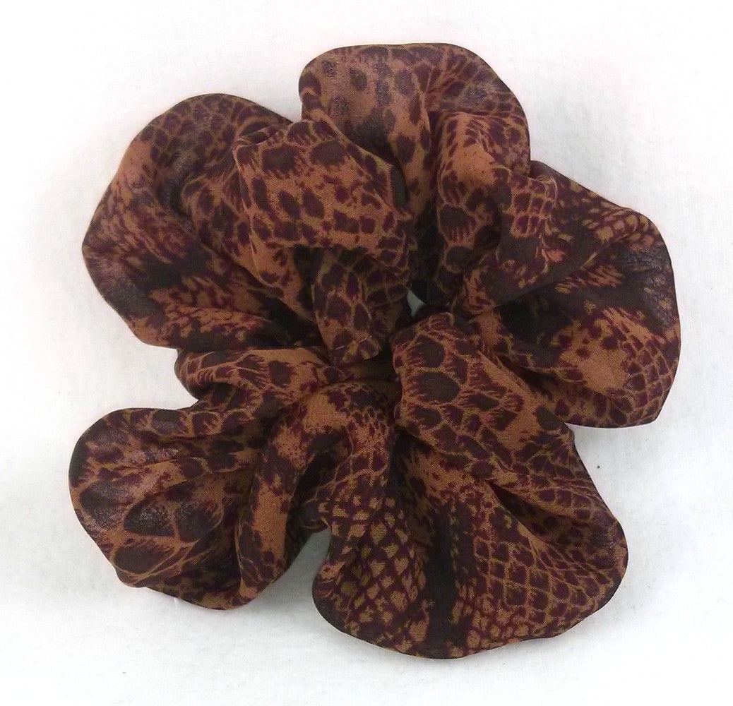 Brown Snakeskin Georgette Scrunchy - Regular