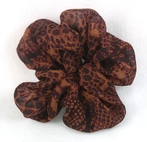 Brown Snakeskin Georgette Scrunchy - Regular