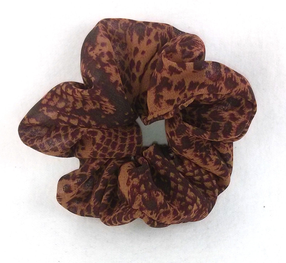 Brown Snakeskin Georgette Scrunchy - Small