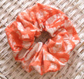 Orange and White Batik Cotton Scrunchies - Large