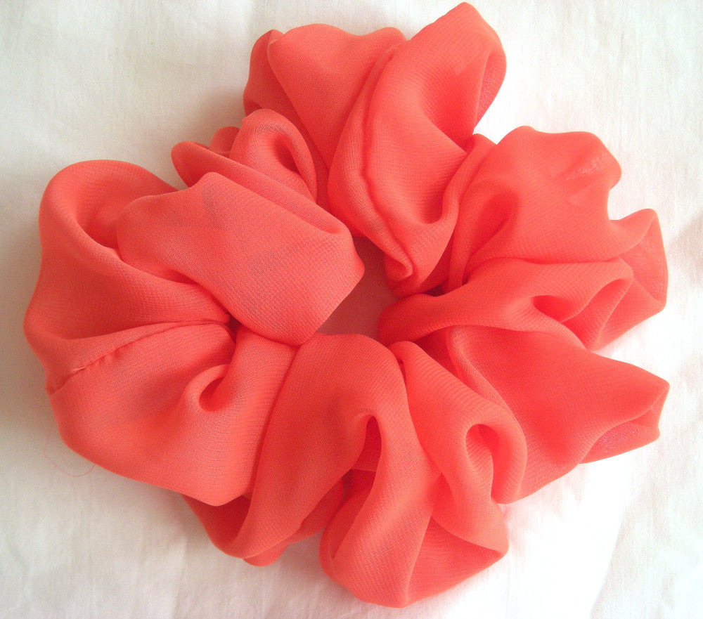 Orange Chiffon Hair Scrunchy - Jumbo