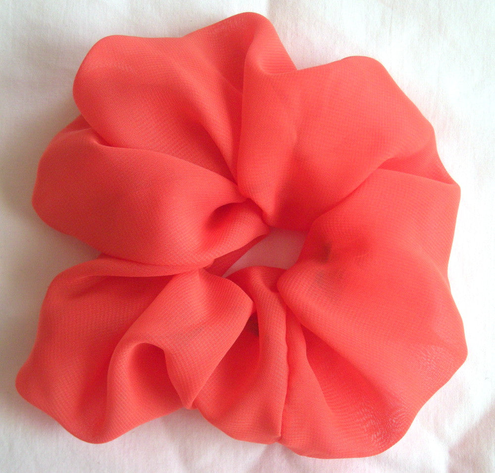 Orange Chiffon Hair Scrunchy - Large