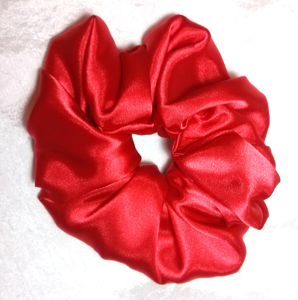 Poppy Red Satin Hair Scrunchy - Large
