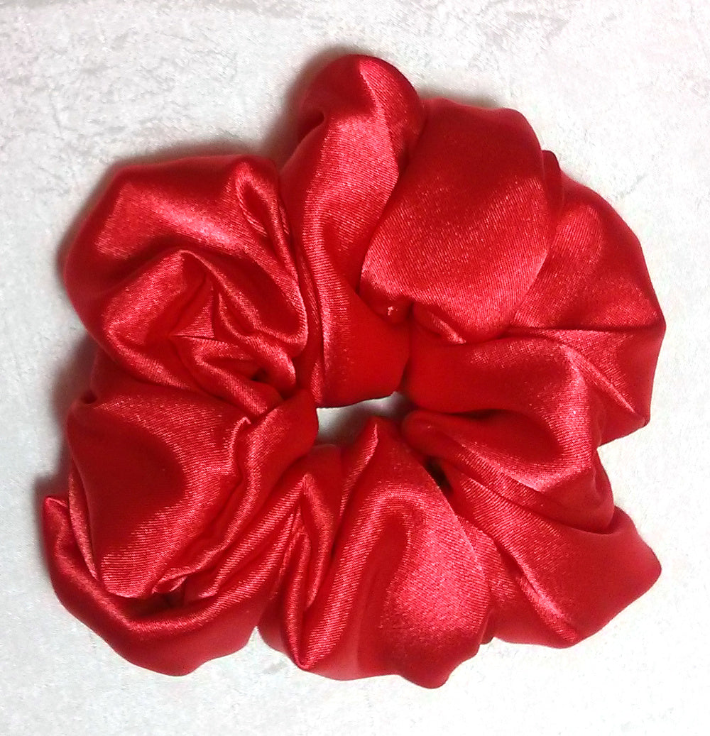 Poppy Red Satin Hair Scrunchy - Regular