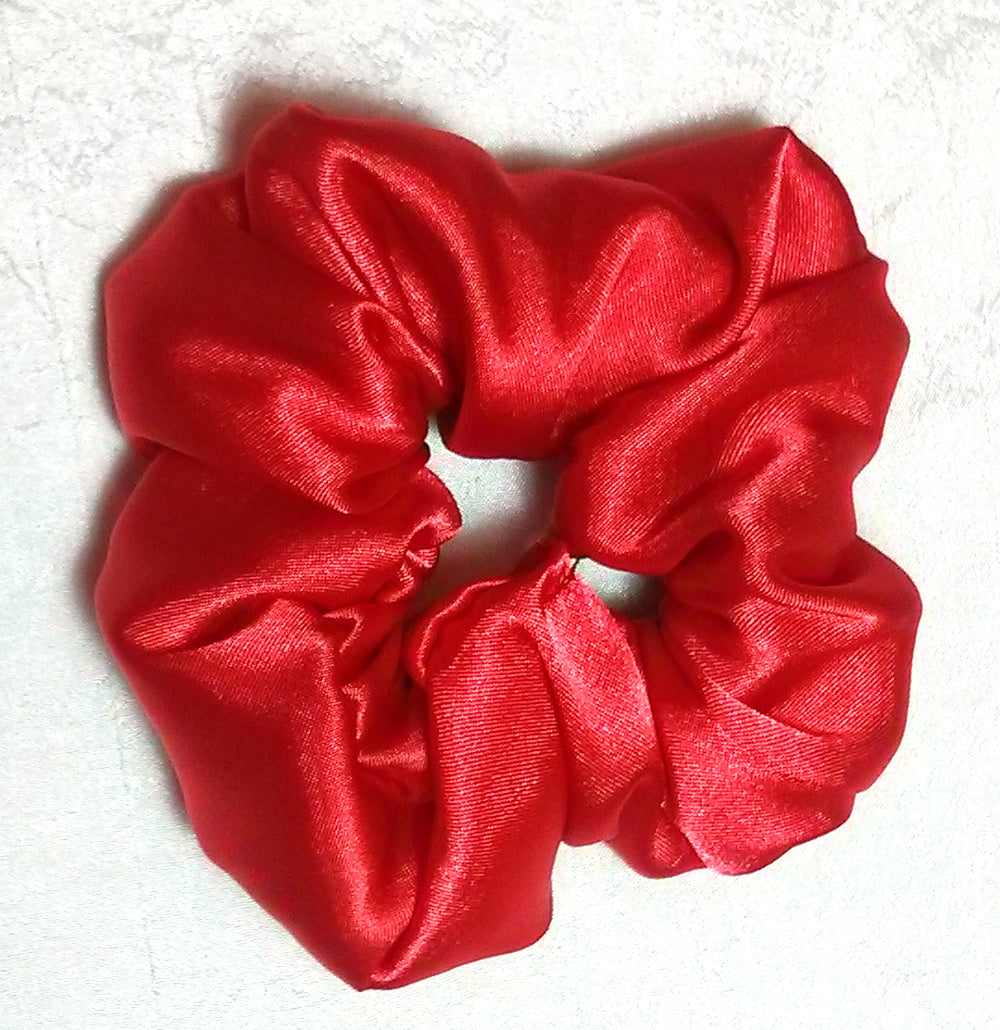 Poppy Red Satin Hair Scrunchy - Small
