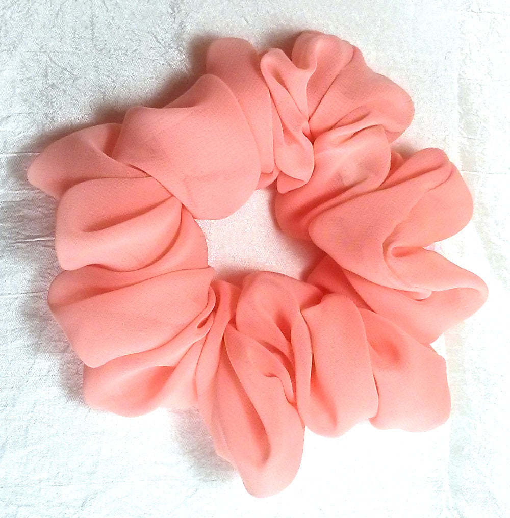 Peach Chiffon Hair Scrunchy - Full