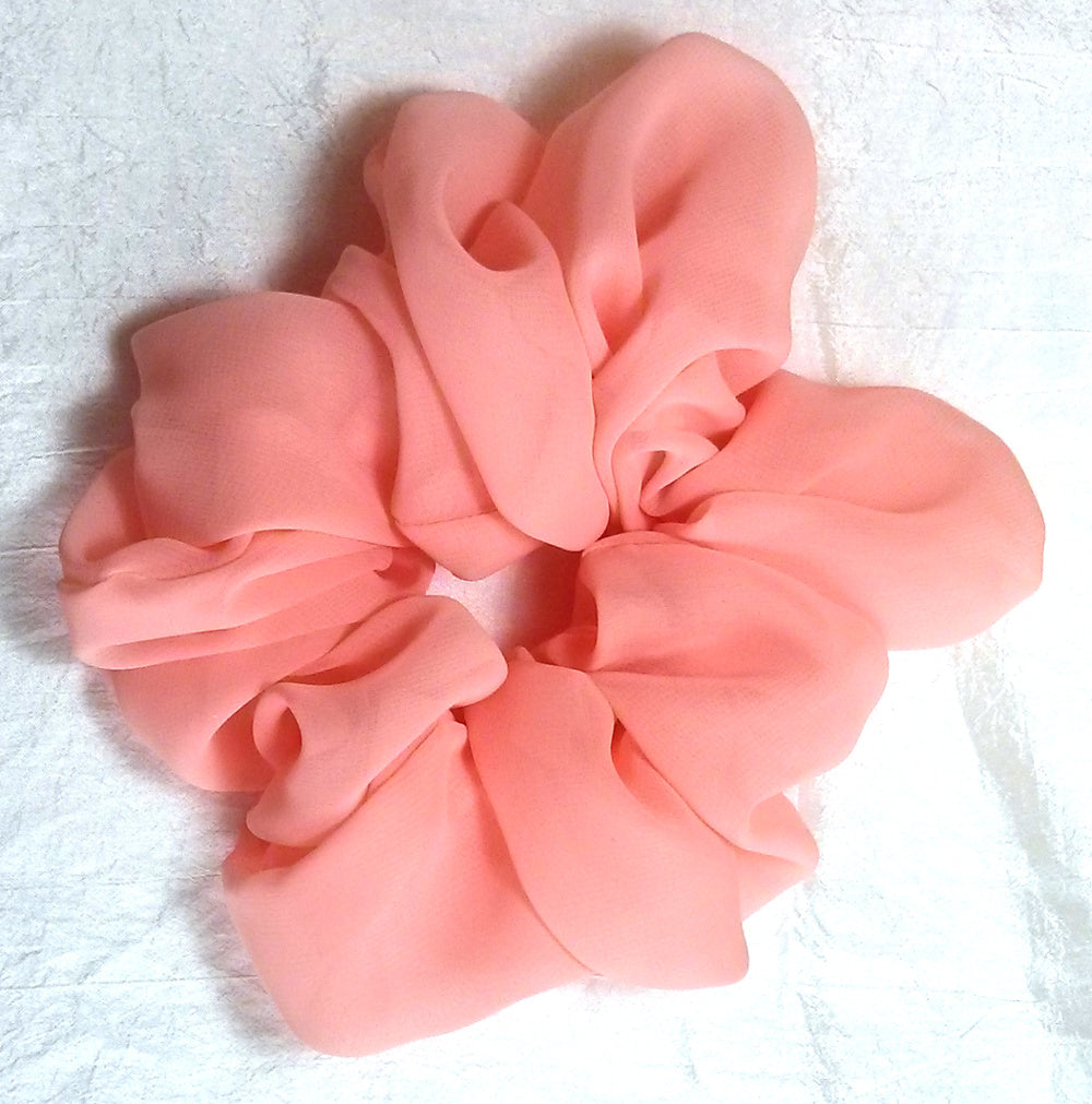 Peach Chiffon Hair Scrunchy - Jumbo