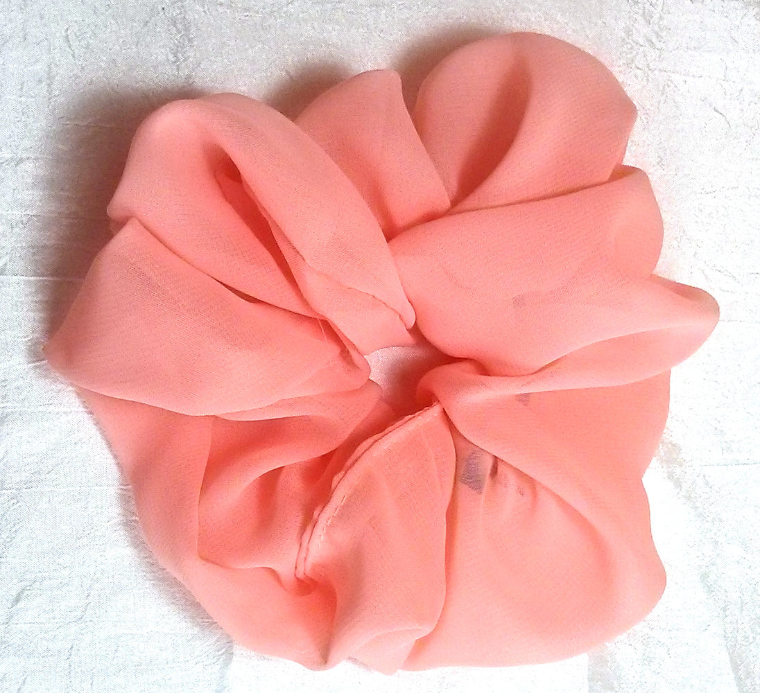 Peach Chiffon Hair Scrunchy - Large