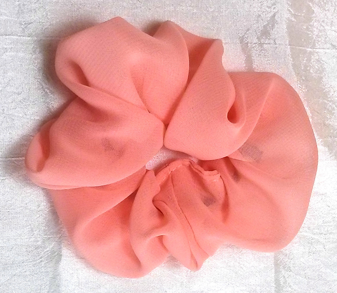 Peach Chiffon Hair Scrunchy - Small