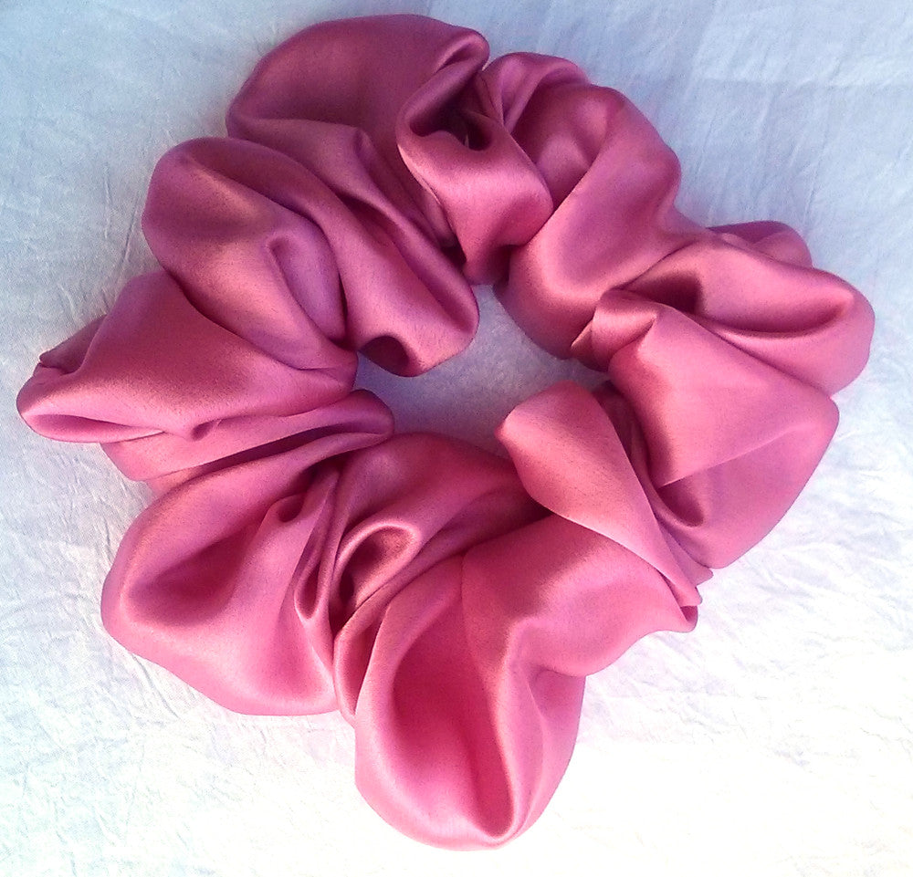 Rose Pink Silk Charmeuse Scrunchy - Full
