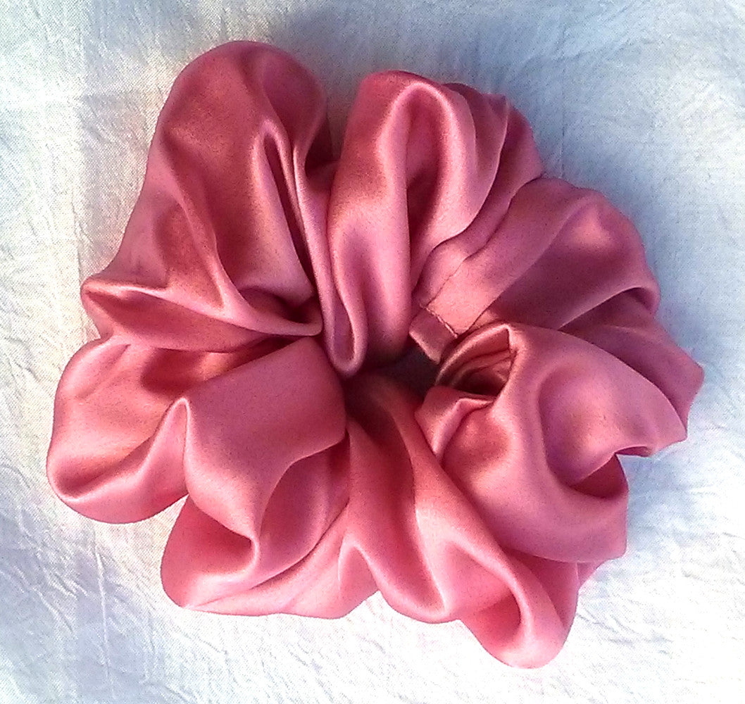 Rose Pink Silk Charmeuse Scrunchy - Small