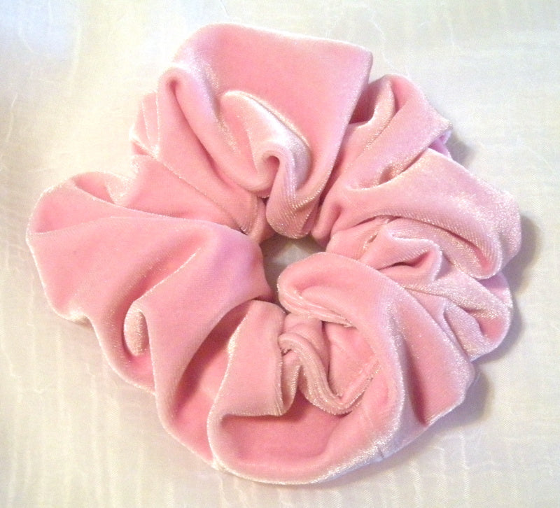 Pink Velvet Hair Scrunchy - Large
