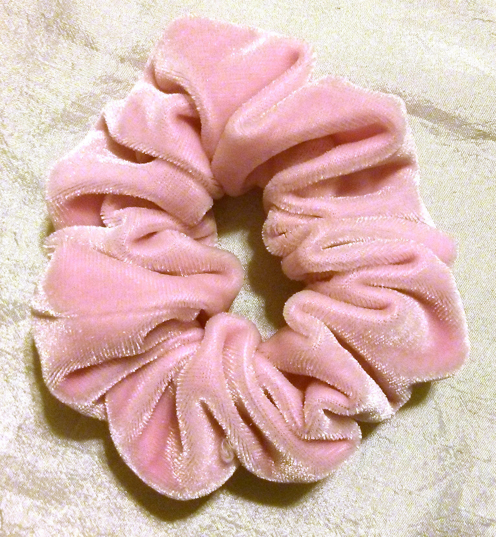 Pink Velvet Hair Scrunchy - Small