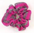 Black and Fuschia Striped Sparkly Hair Scrunchies - Regular