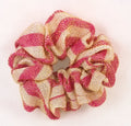 Fuchsia and Gold  Striped Sparkly Hair Scrunchies - Regular