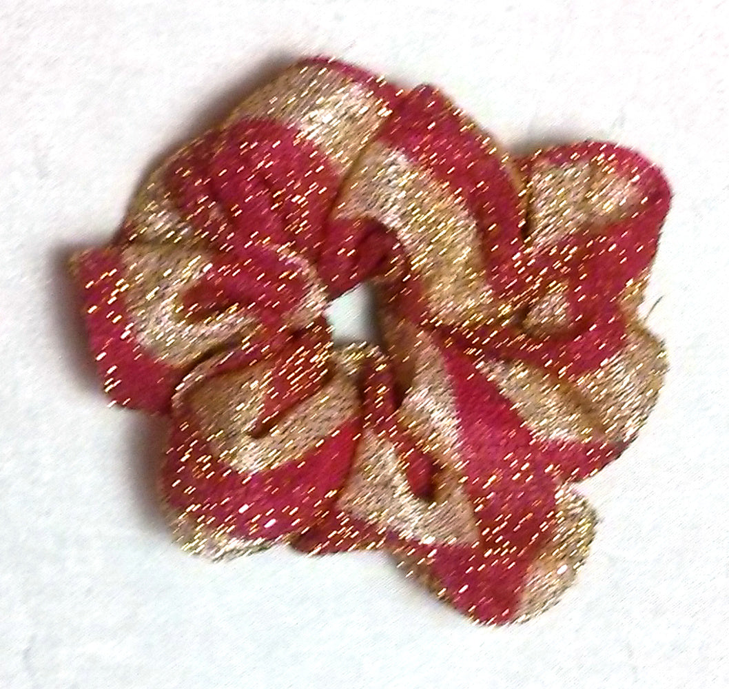 Fuchsia and Gold  Striped Sparkly Hair Scrunchies - Small