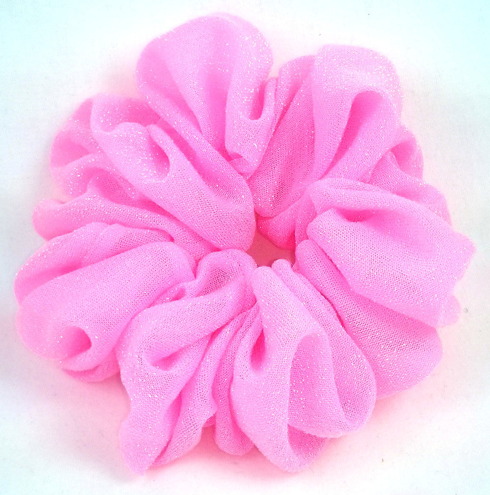 Neon light Pink Sparkly Hair Scrunchy - Jumbo