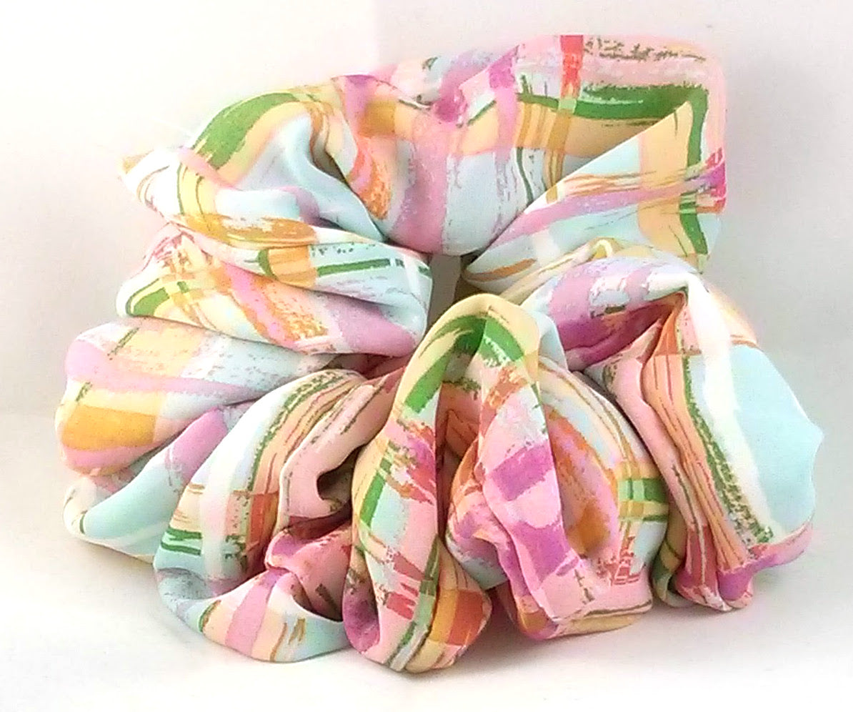 Pink Multi Plaid Triple Georgette - Jumbo