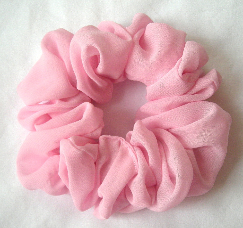 Soft Pink Chiffon Hair Scrunchy - Full