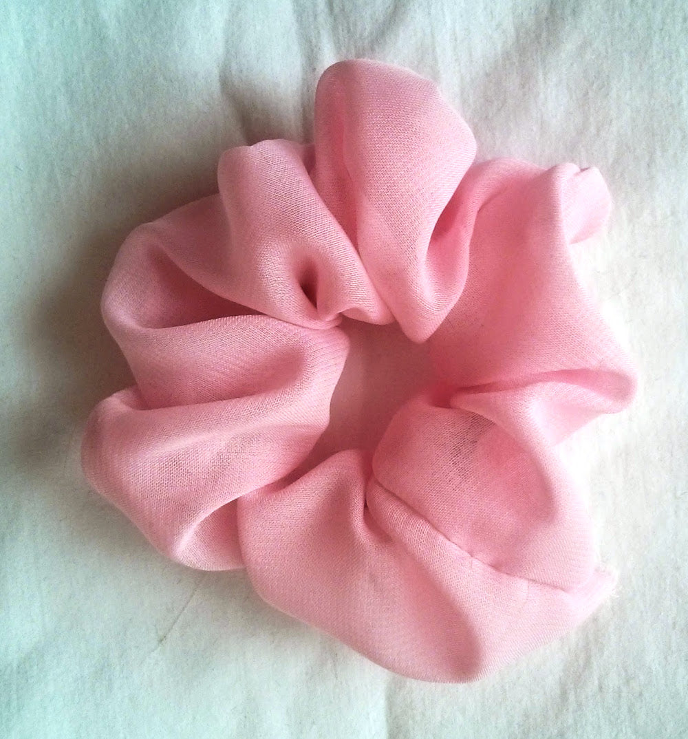 Soft Pink Chiffon Hair Scrunchy - Small