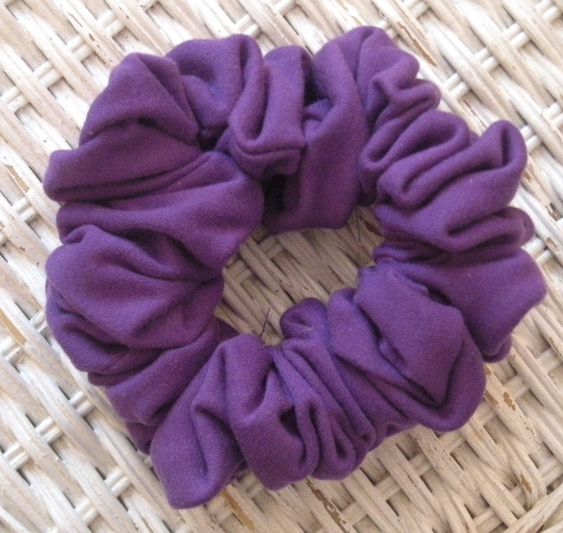 Purple Cotton Jersey Hair Scrunchies - Full
